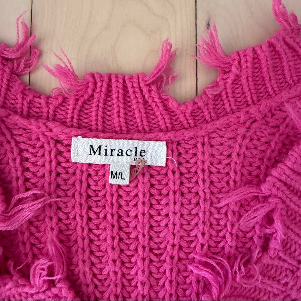 Miracle Hot Pink Distressed Sweater - Picture 2 of 2